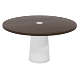 Container Round Table: Large + Cable Feed + Cinnamon Stained with Hole + White