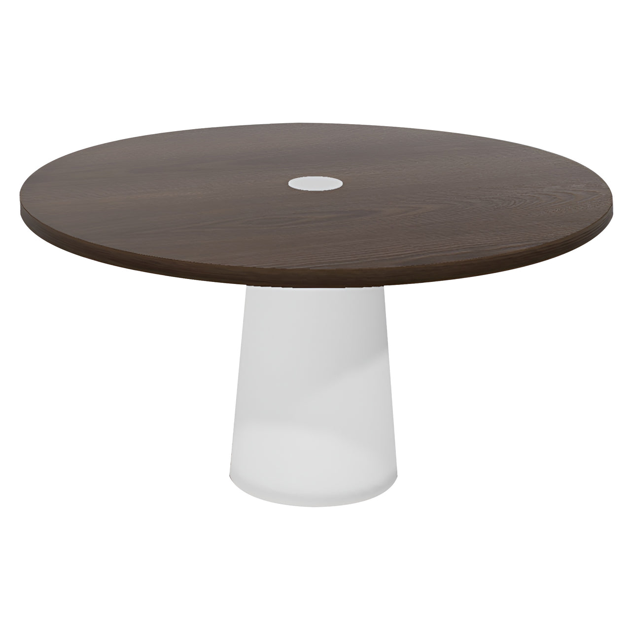 Container Round Table: Large + Cable Feed + Cinnamon Stained with Hole + White