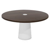Container Round Table: Large + Cable Feed + Cinnamon Stained with Hole + White