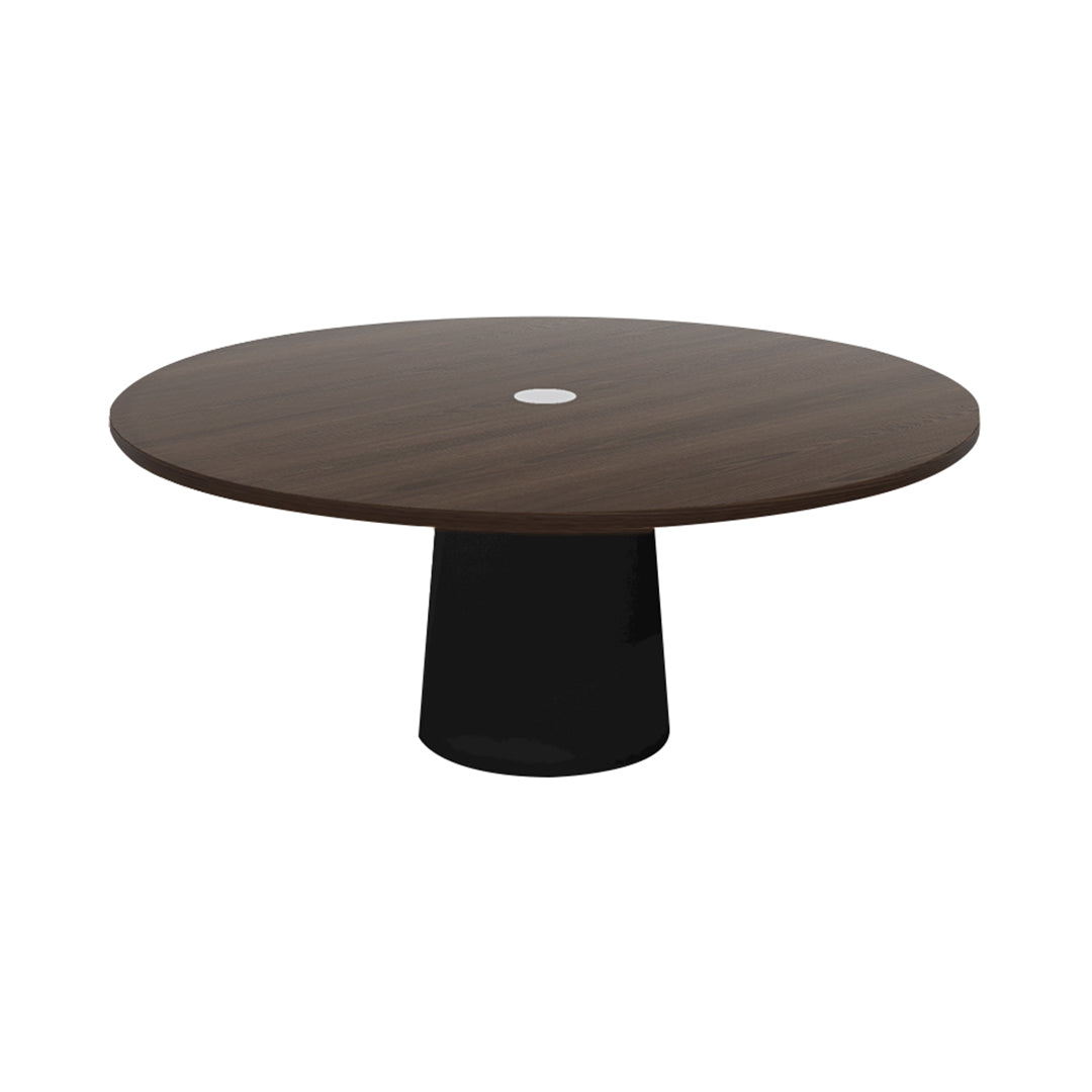 Container Round Table: XXL + Cable Feed + Cinnamon Stained with Hole + Black