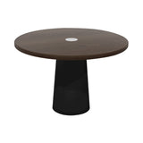 Container Round Table: Medium + Cable Feed + Cinnamon Stained with Hole + Black