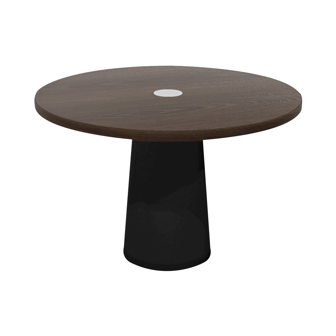 Container Round Table: Medium + Cable Feed + Cinnamon Stained with Hole + Black