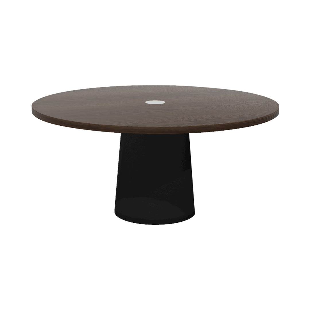 Container Round Table: Extra Large + Cable Feed + Cinnamon Stained with Hole + Black