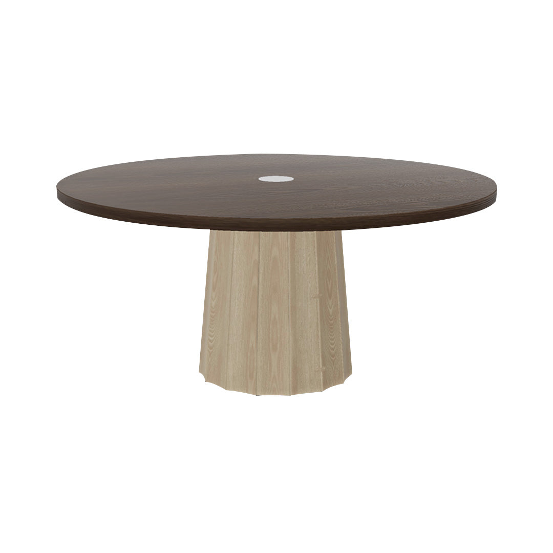 Container Round Table: Extra Large + Bodhi Cover + Cinnamon Stained with Hole + White Wash