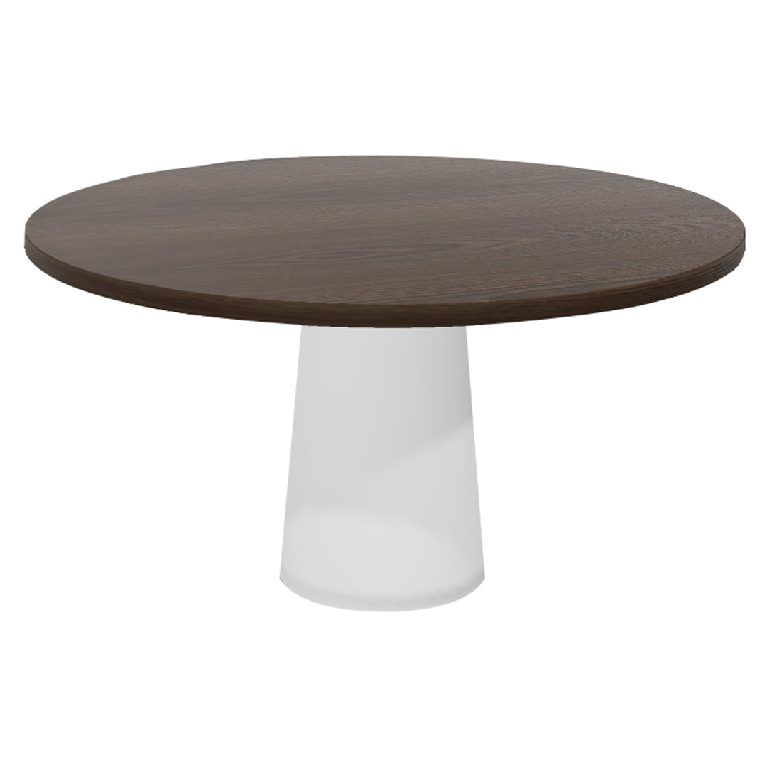 Container Round Table: Large + Cable Feed + Cinnamon Stained + White