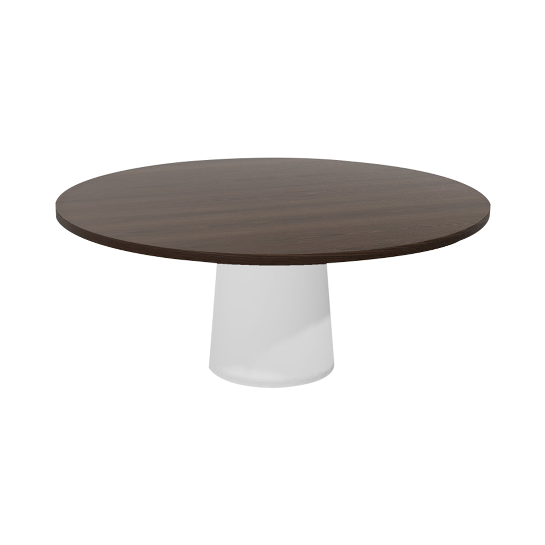 Container Round Table: XXL + Cable Feed + Cinnamon Stained + White