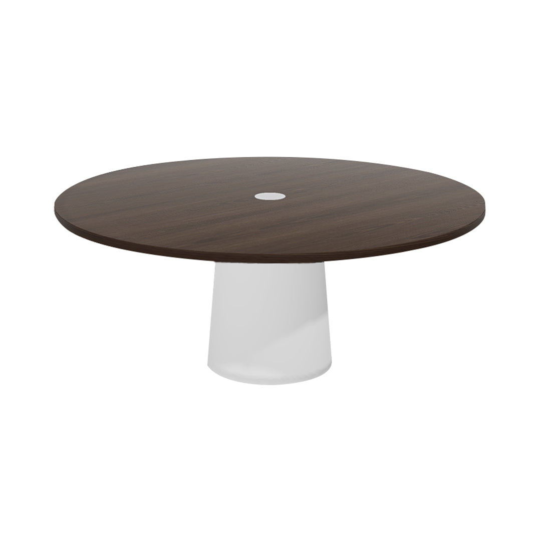 Container Round Table: XXL + Cable Feed + Cinnamon Stained with Hole + White