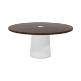 Container Round Table: Extra Large + Cable Feed + Cinnamon Stained with Hole + White