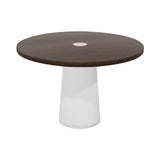 Container Round Table: Medium + Cable Feed + Cinnamon Stained with Hole + White