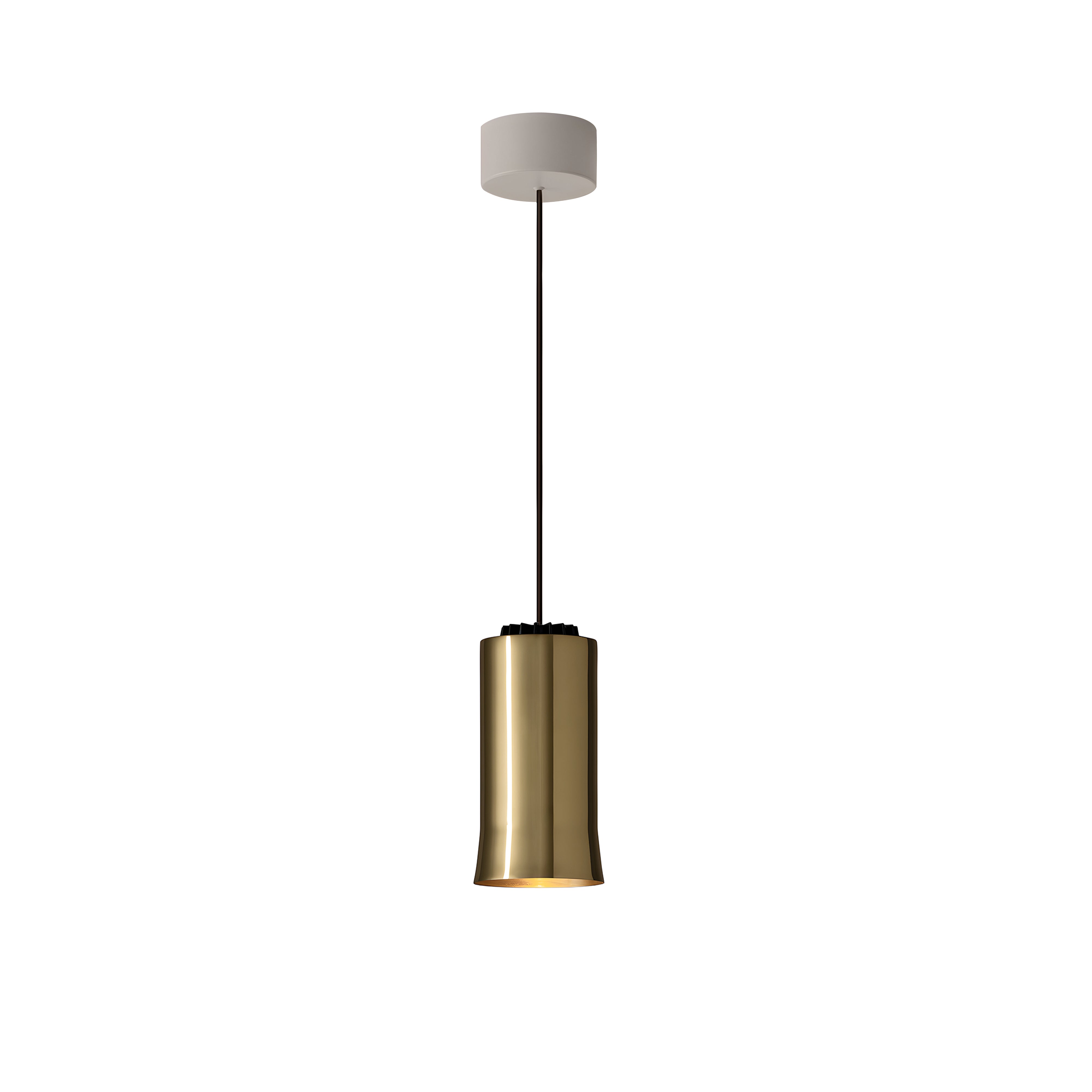 Cirio Simple Pendant Lamp: Polished Brass + White