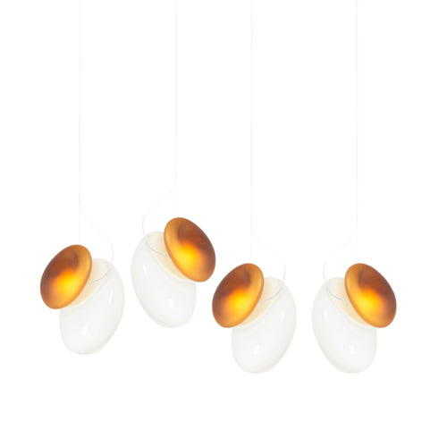 Pebble Linear 4 Pendant Light: A + D + Citrine + Pearl
