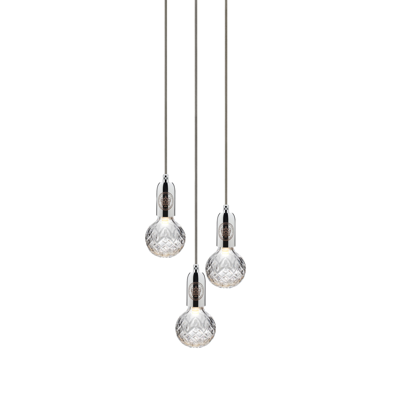 Crystal Bulb Chandelier: 3 Bulb + Polished Chrome + Clear