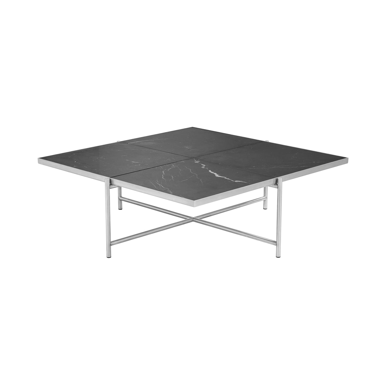 Coffee Table 90: Black Marble + Stainless Steel