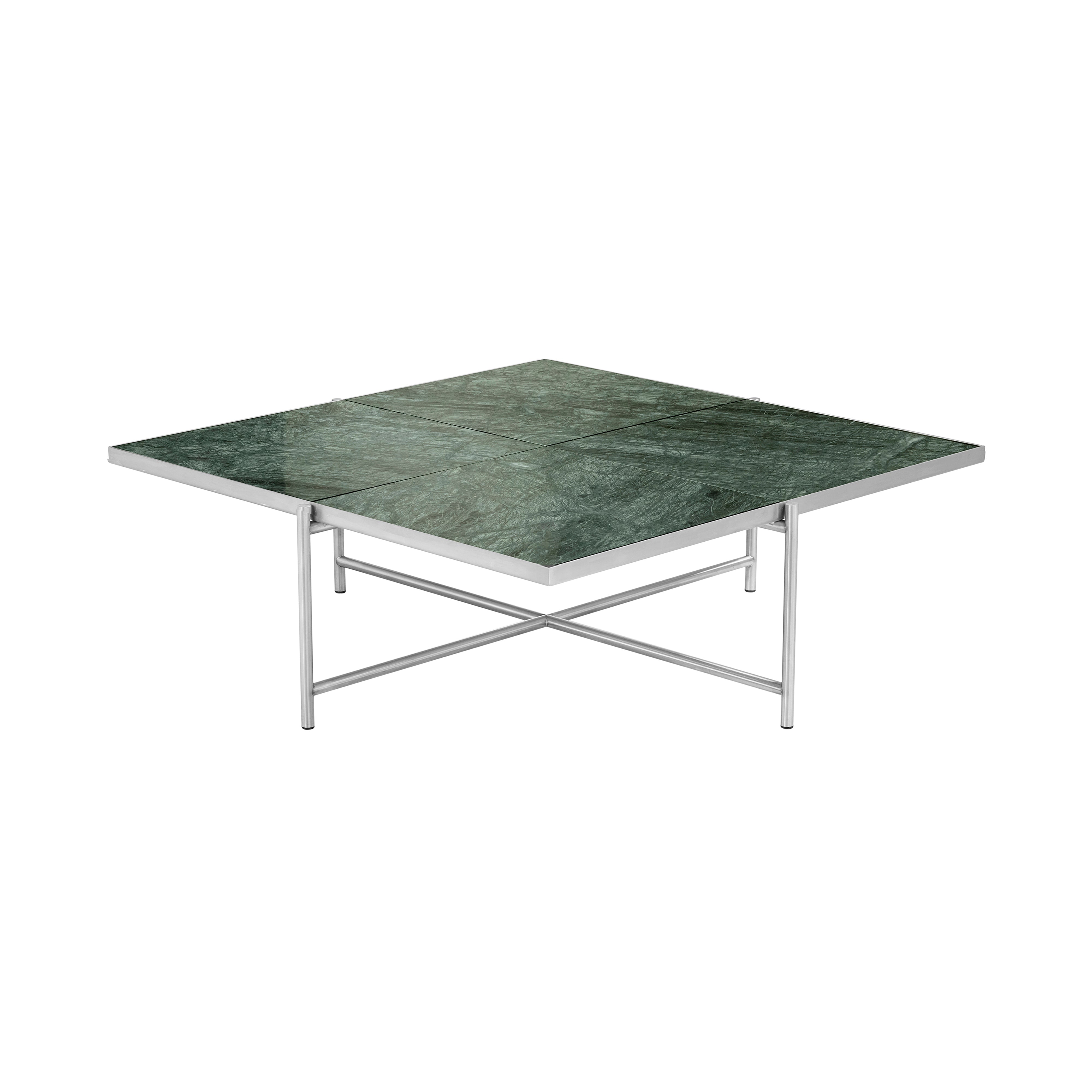 Coffee Table 90: Green Marble + Stainless Steel