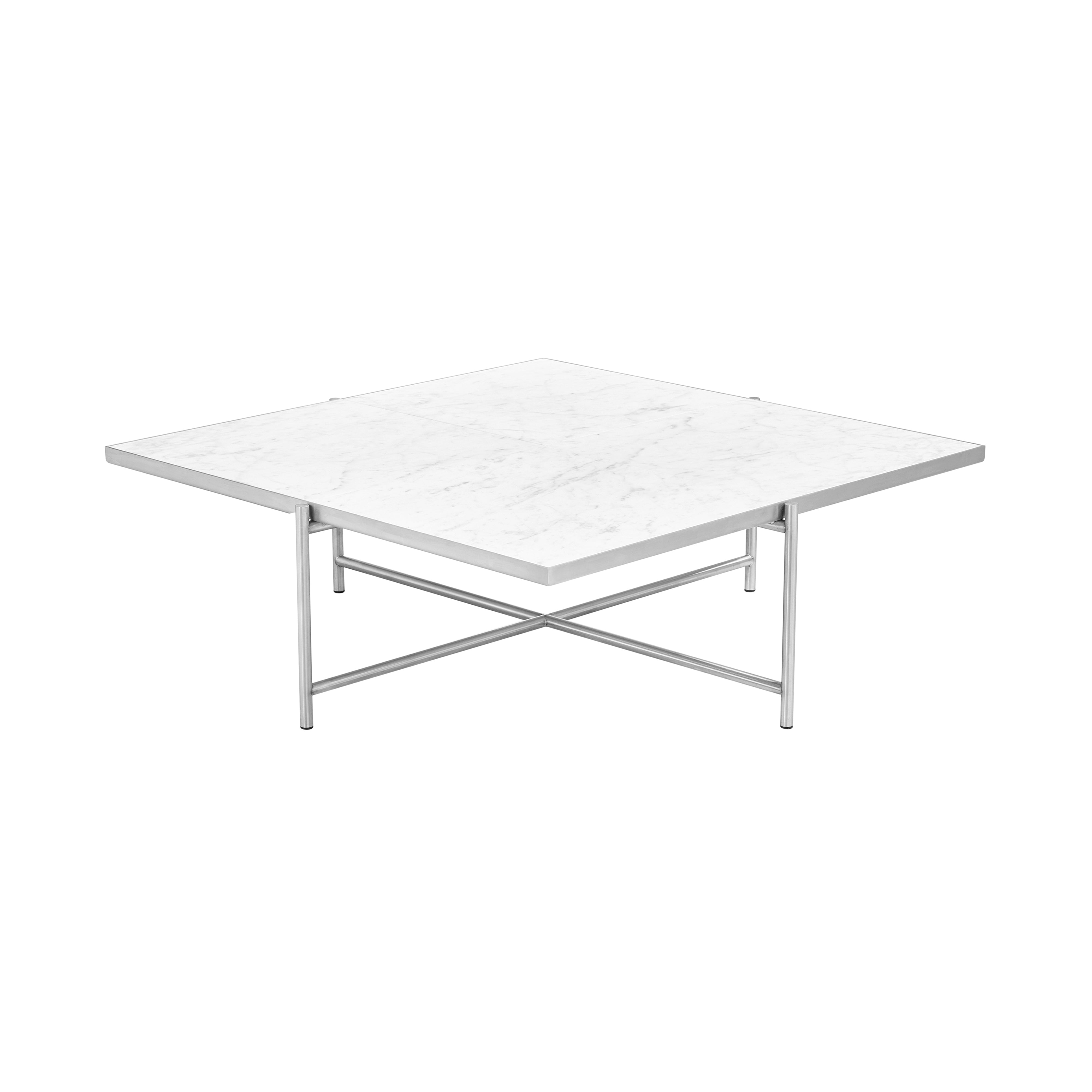 Coffee Table 90: White Marble + Stainless Steel