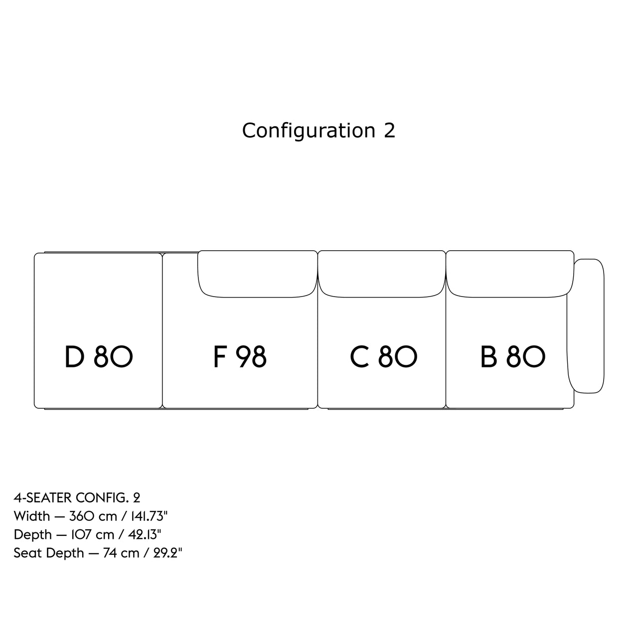 In Situ Modular Sofa: 4 Seater