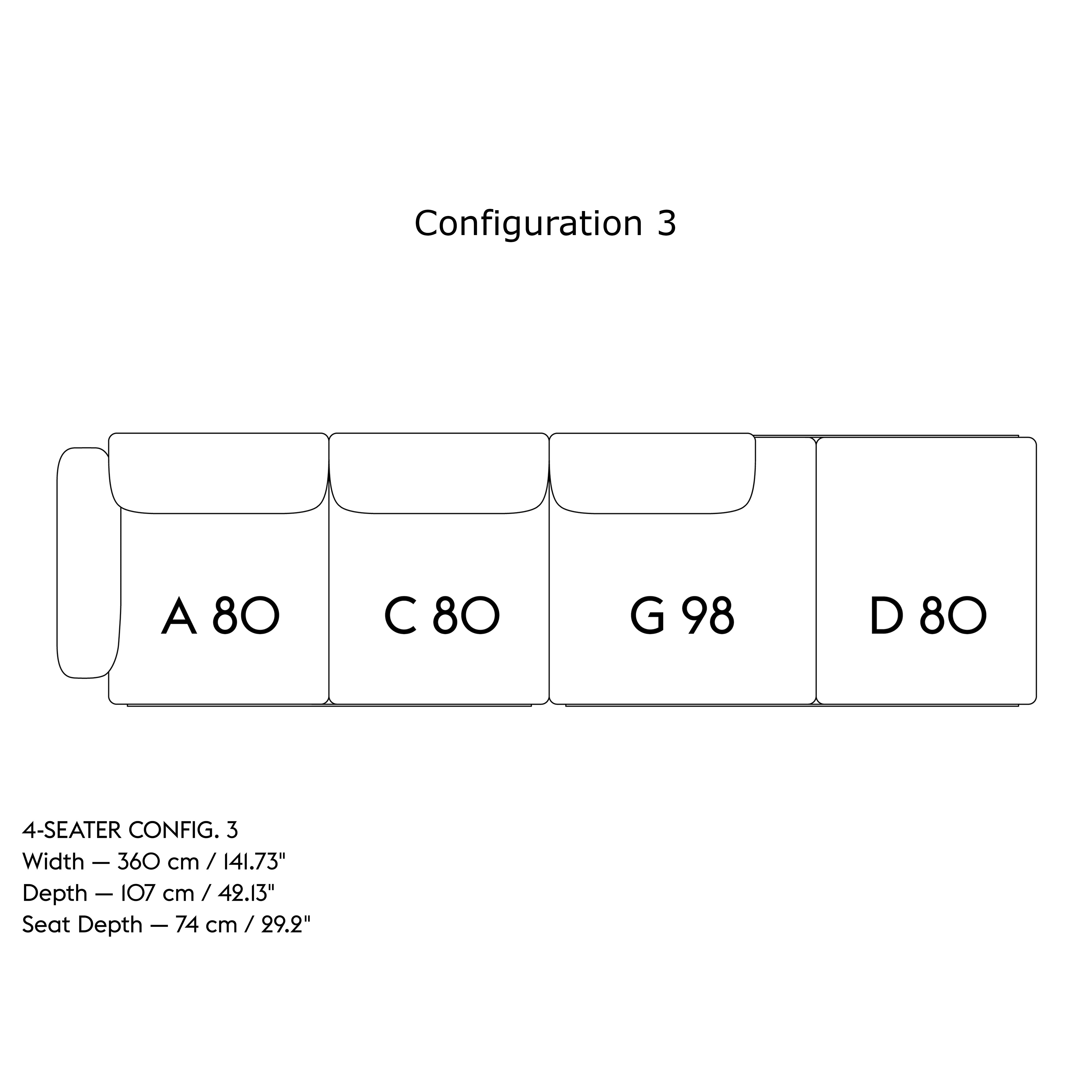 In Situ Modular Sofa: 4 Seater