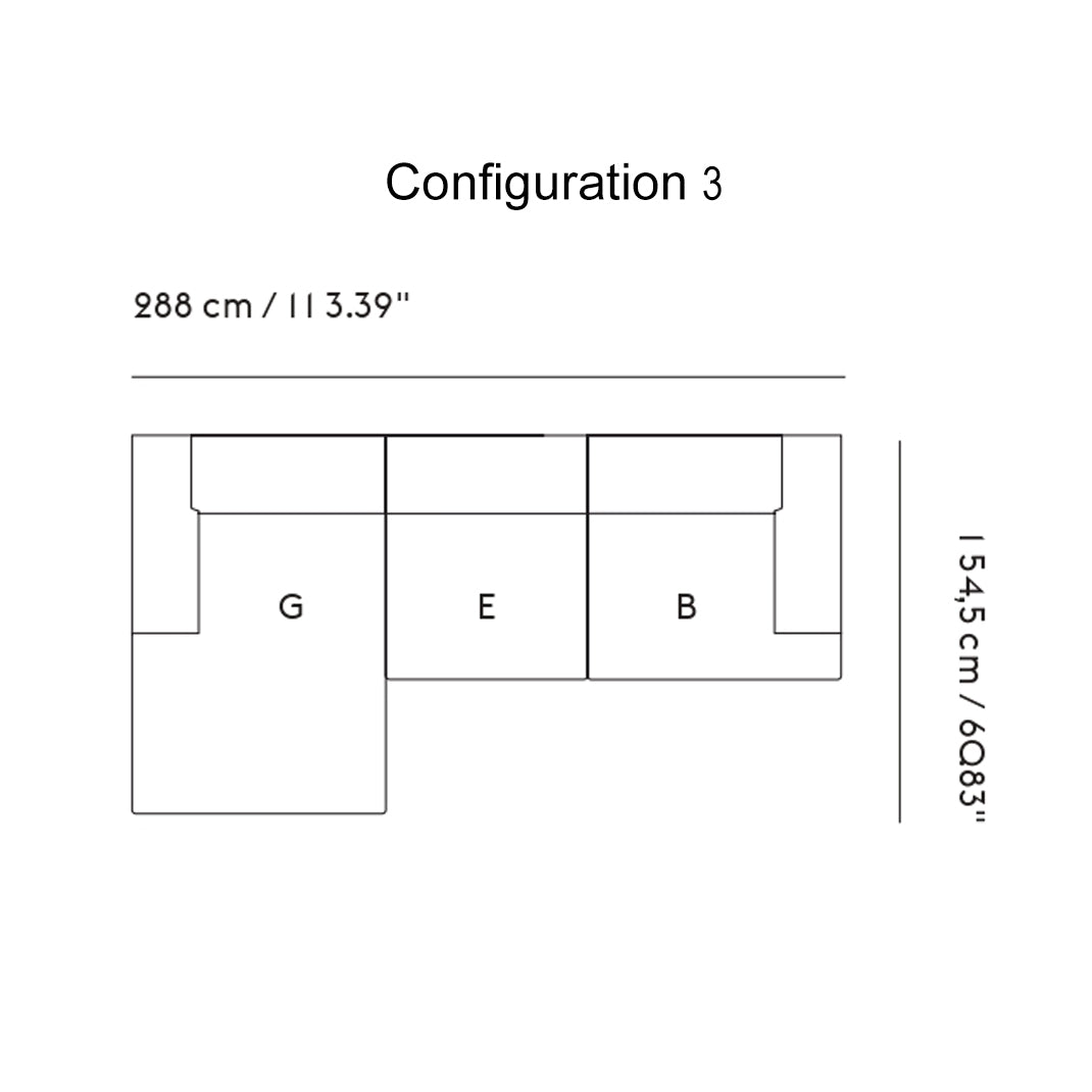 Connect Soft Modular Sofa: 3 Seater