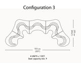 Cloverleaf Sofa with Extension: Configuration 3