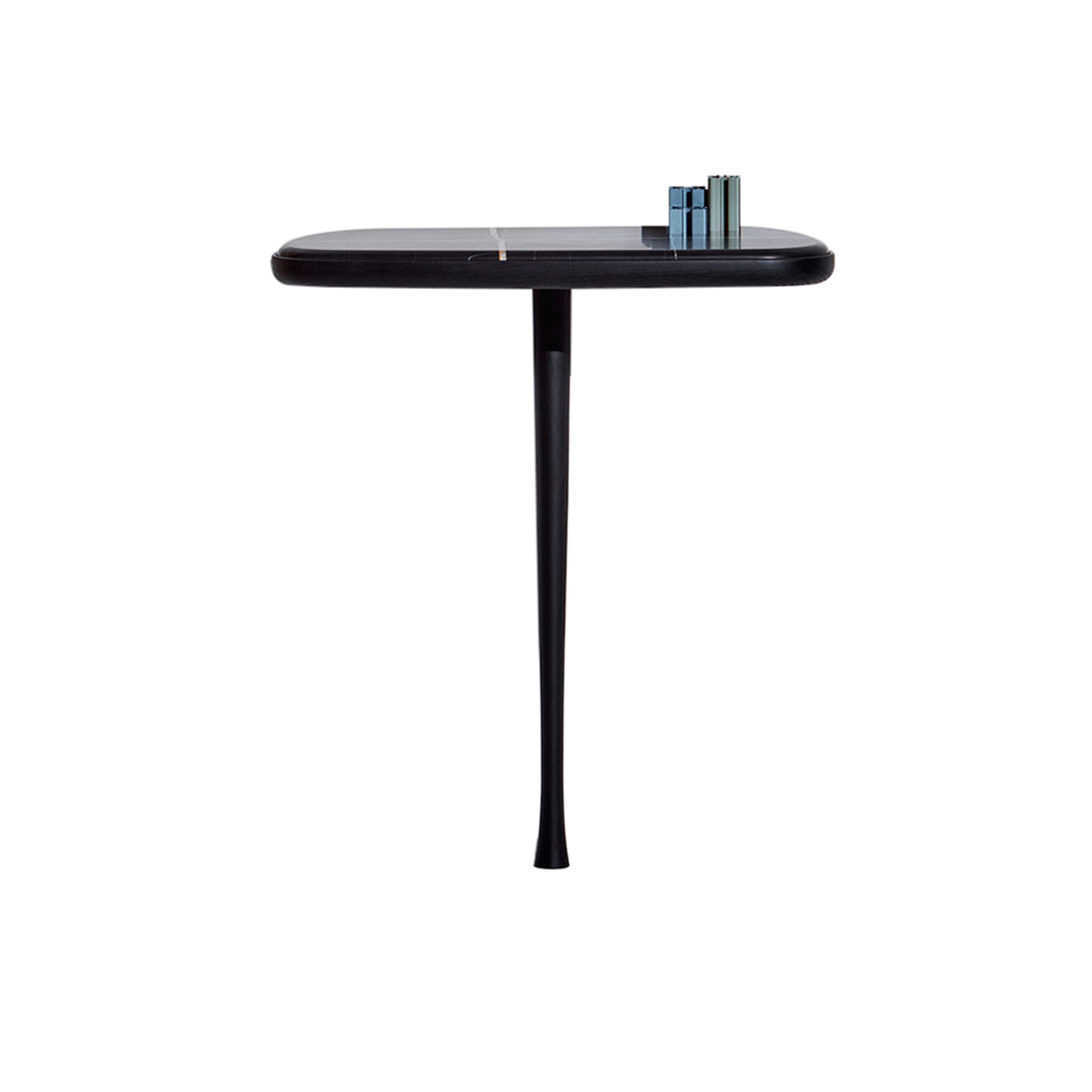 Consola Console Table: Sahara Noir Marble + Black Stained Ash