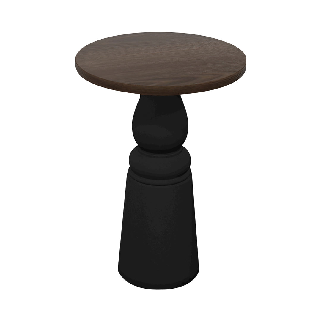 Container Bar Table: New Antiques + Round + Cinnamon Stained + Black