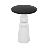 Container Bar Table: New Antiques + Round + Black Stained + White