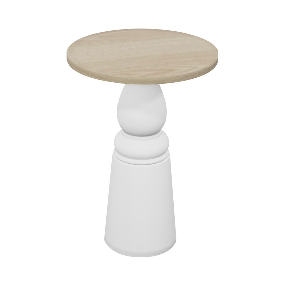 Container Bar Table: New Antiques + Round + White Wash Stained + White