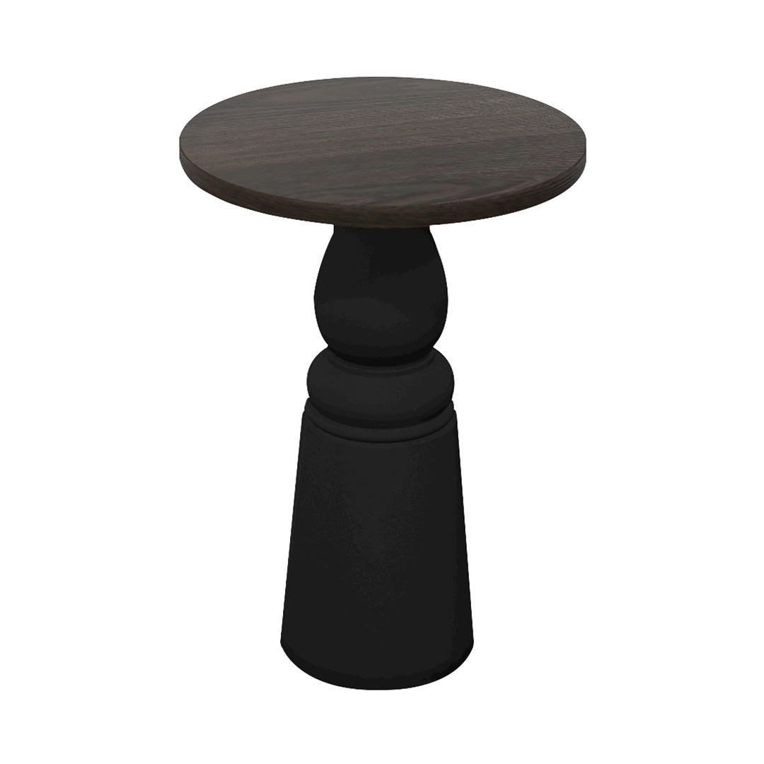 Container Bar Table: New Antiques + Round + Grey Stained + Black