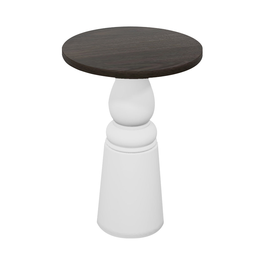 Container Bar Table: New Antiques + Round + Grey Stained + White