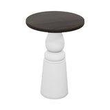Container Bar Table: New Antiques + Round + Grey Stained + White