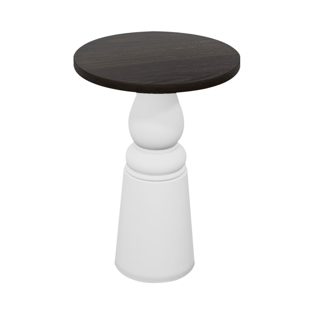 Container Bar Table: New Antiques + Round + Wenge Stained + White