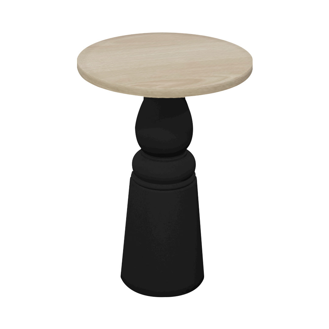 Container Bar Table: New Antiques + Round + White Wash Stained + Black