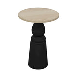 Container Bar Table: New Antiques + Round + White Wash Stained + Black