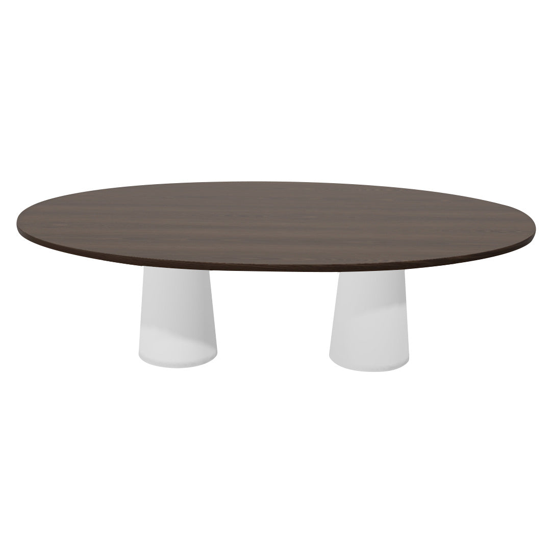 Container Oval Table: Large + Cinnamon Stained + White