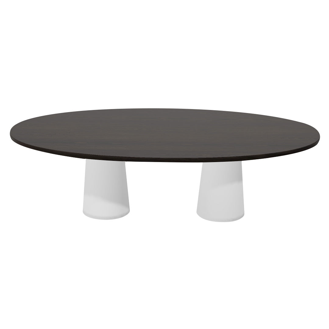 Container Oval Table: Large + Grey Stained + White