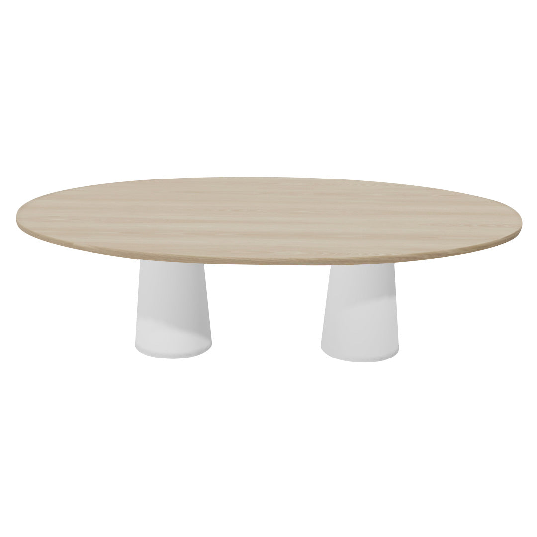 Container Oval Table: Large + White Wash Stained + White