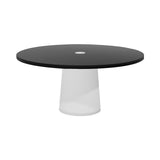 Container Round Table: Extra Large + Cable Feed + Black Stained with Hole + White