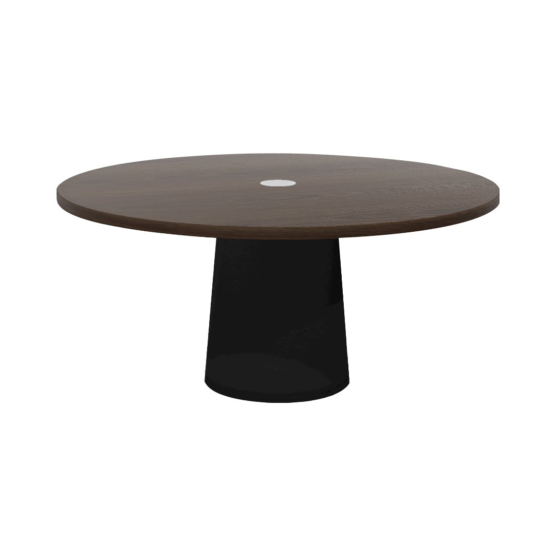 Container Round Table: Extra Large + Cable Feed + Cinnamon Stained with Hole + Black