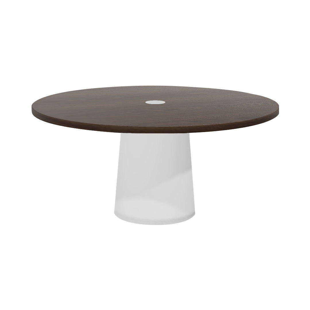 Container Round Table: Extra Large + Cable Feed + Cinnamon Stained with Hole + White