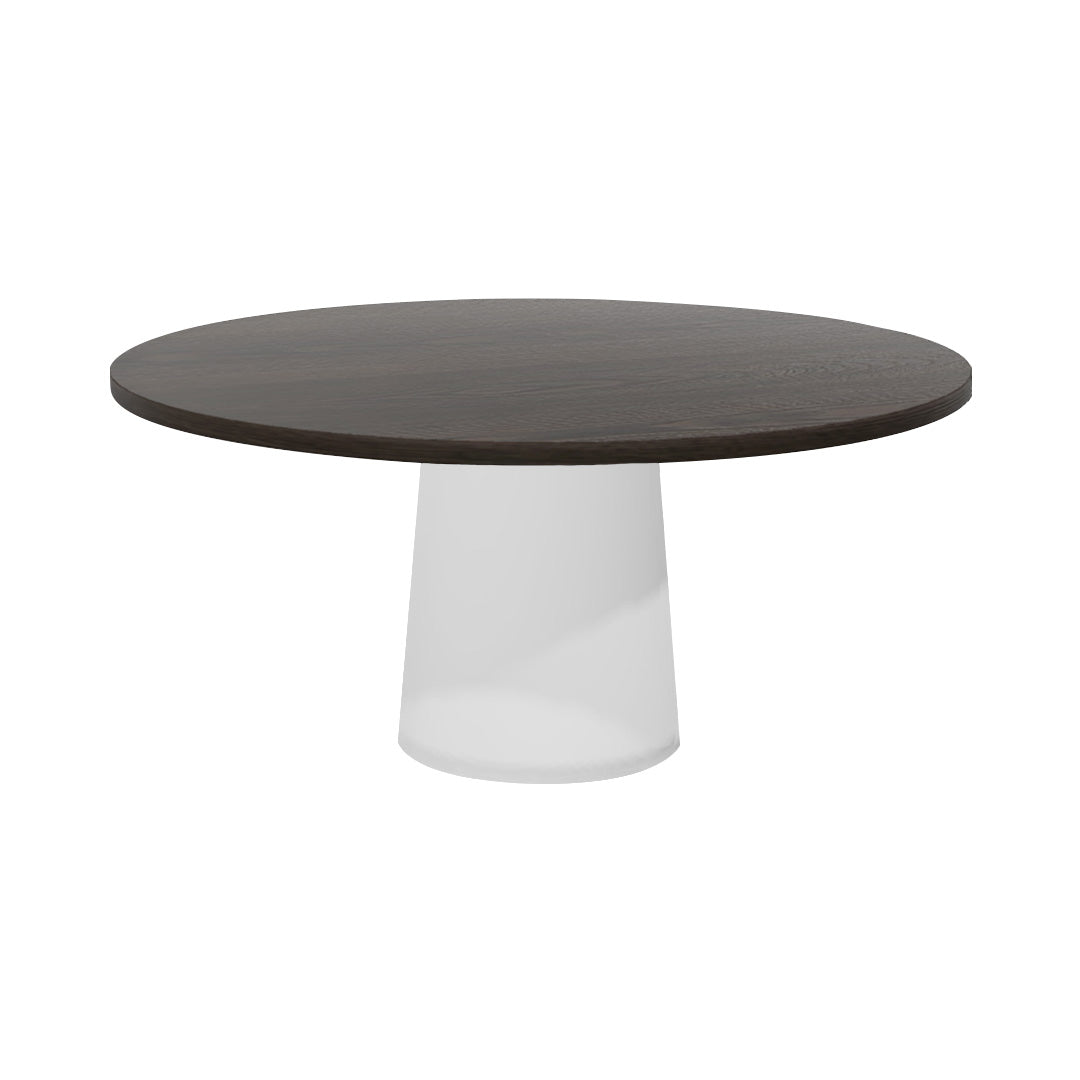 Container Round Table: Extra Large + Cable Feed + Grey stained + White