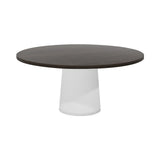 Container Round Table: Extra Large + Cable Feed + Grey stained + White