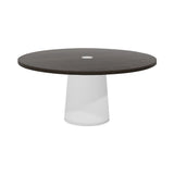 Container Round Table: Extra Large + Cable Feed + Grey Stained with Hole + White