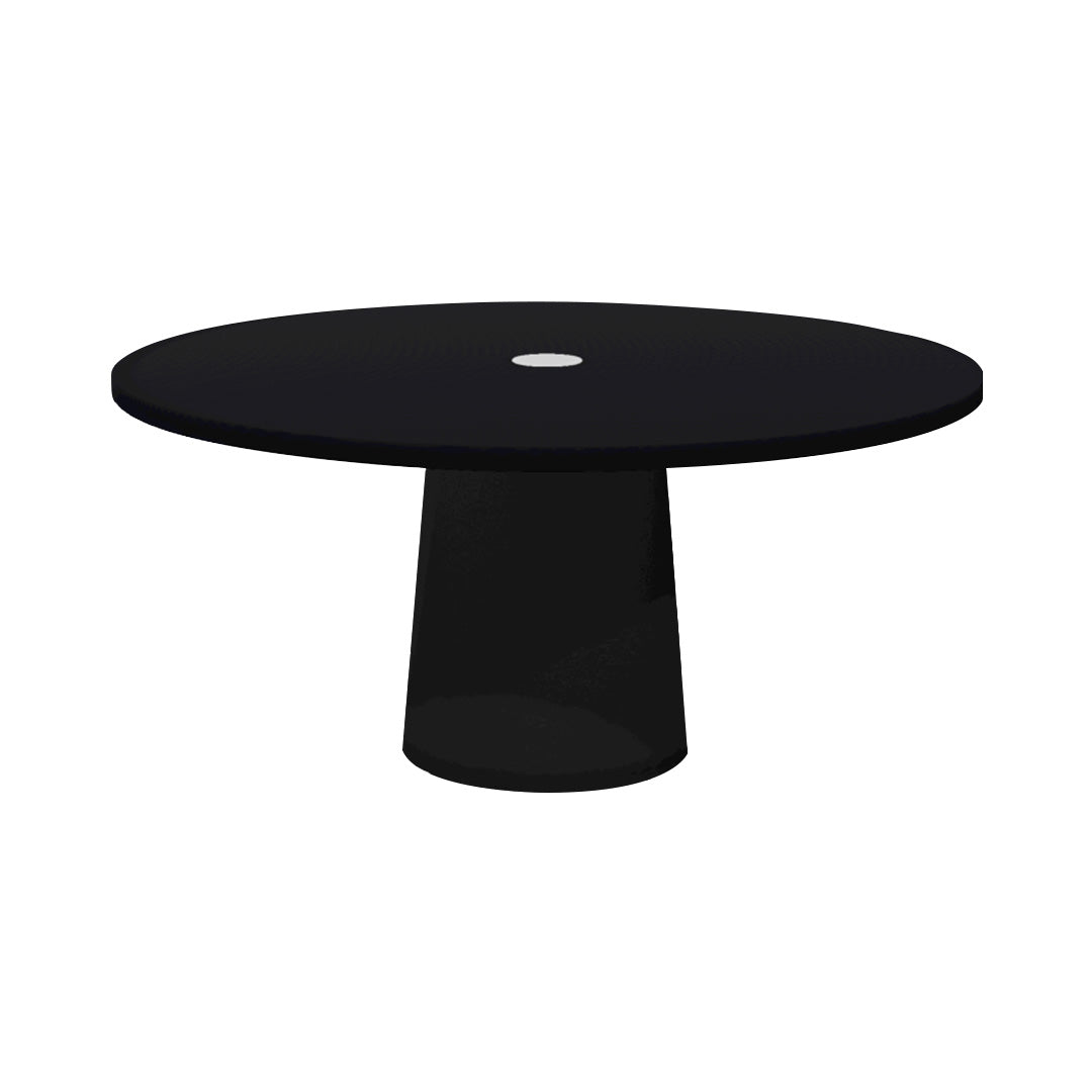 Container Round Table: Extra Large + Cable Feed + Jet Black with Hole + Black