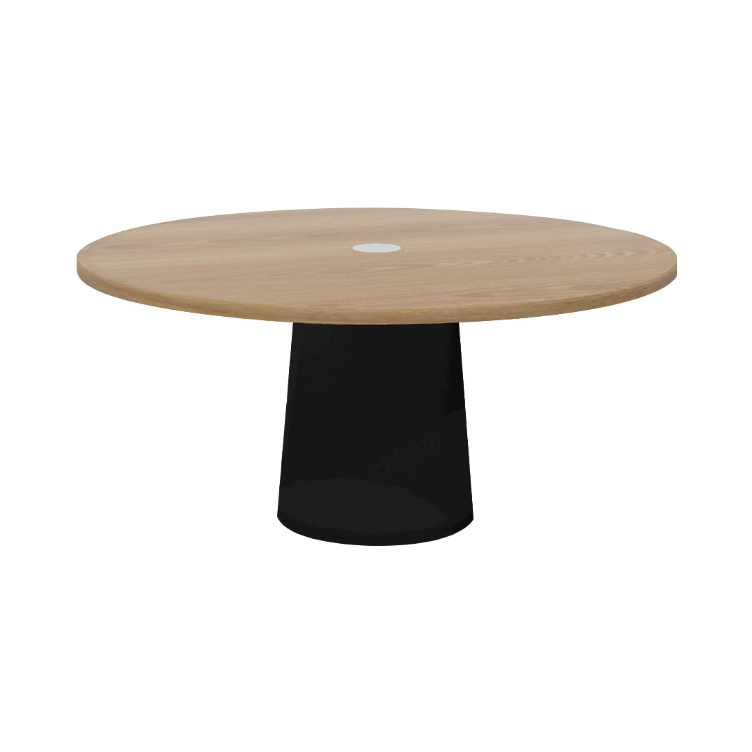 Container Round Table: Extra Large + Cable Feed + Natural Oil with Hole + Black