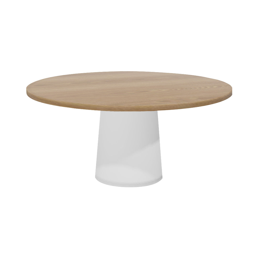 Container Round Table: Extra Large + Cable Feed + Natural Oil + White