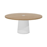 Container Round Table: Extra Large + Cable Feed + Natural Oil with Hole + White