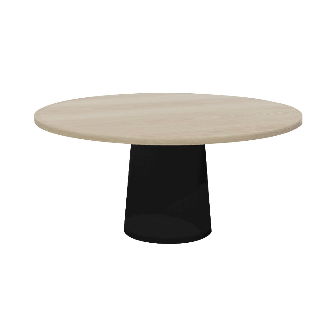 Container Round Table: Extra Large + Cable Feed + White Wash Stained + Black