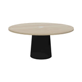 Container Round Table: Extra Large + Cable Feed + White Wash Stained with Hole + Black