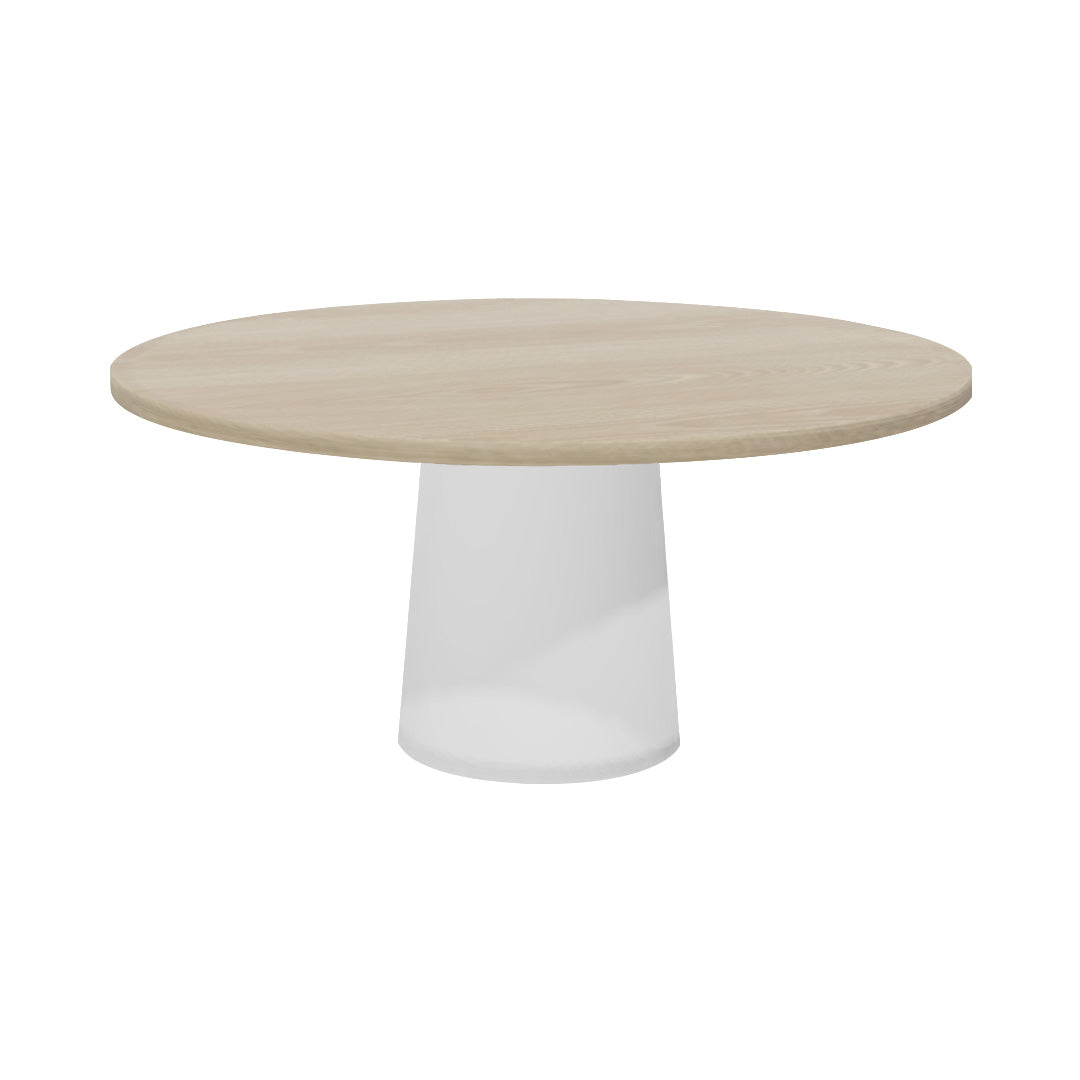 Container Round Table: Extra Large + Cable Feed + White Wash Stained + White