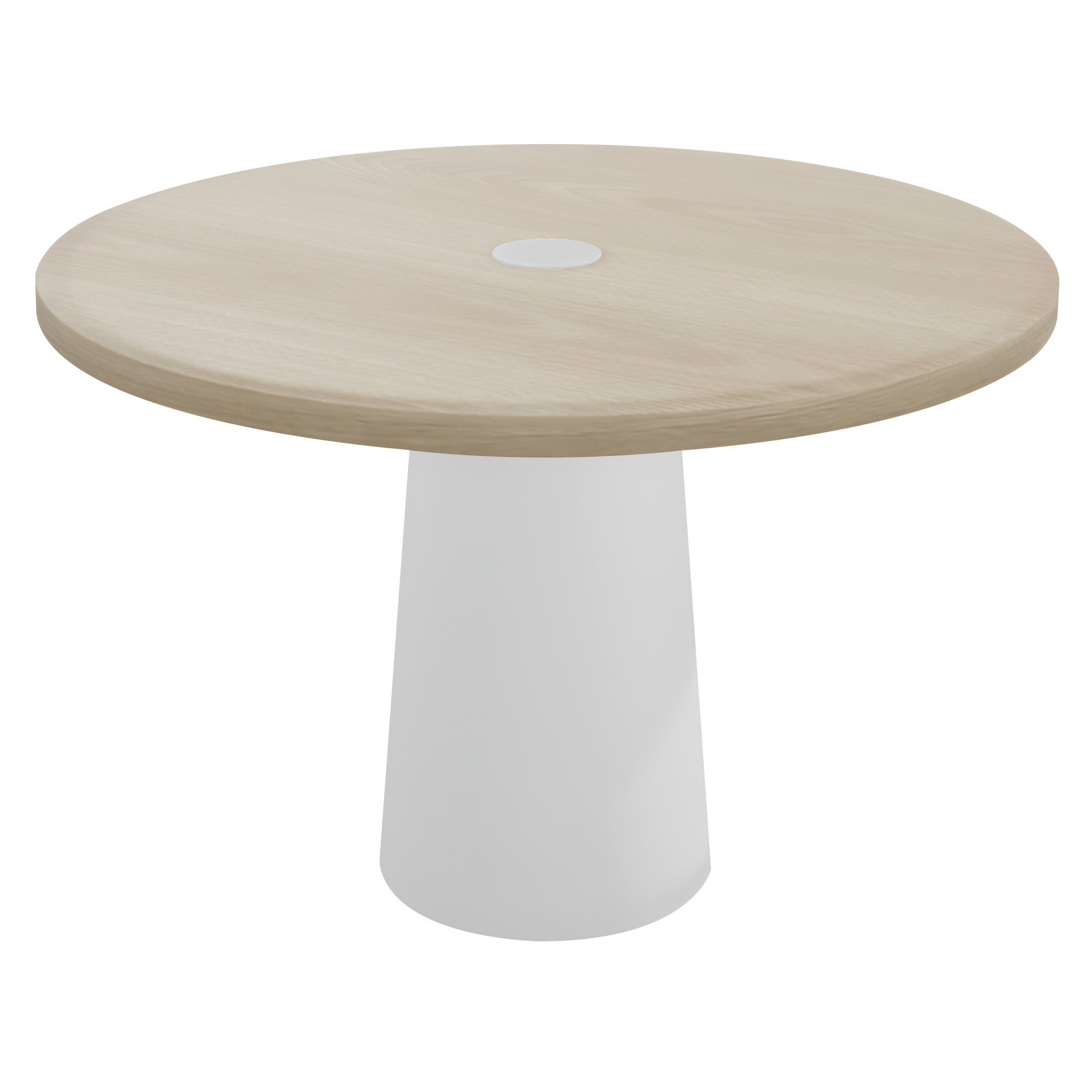 Container Round Table: Medium + White Wash Stained with Hole + White